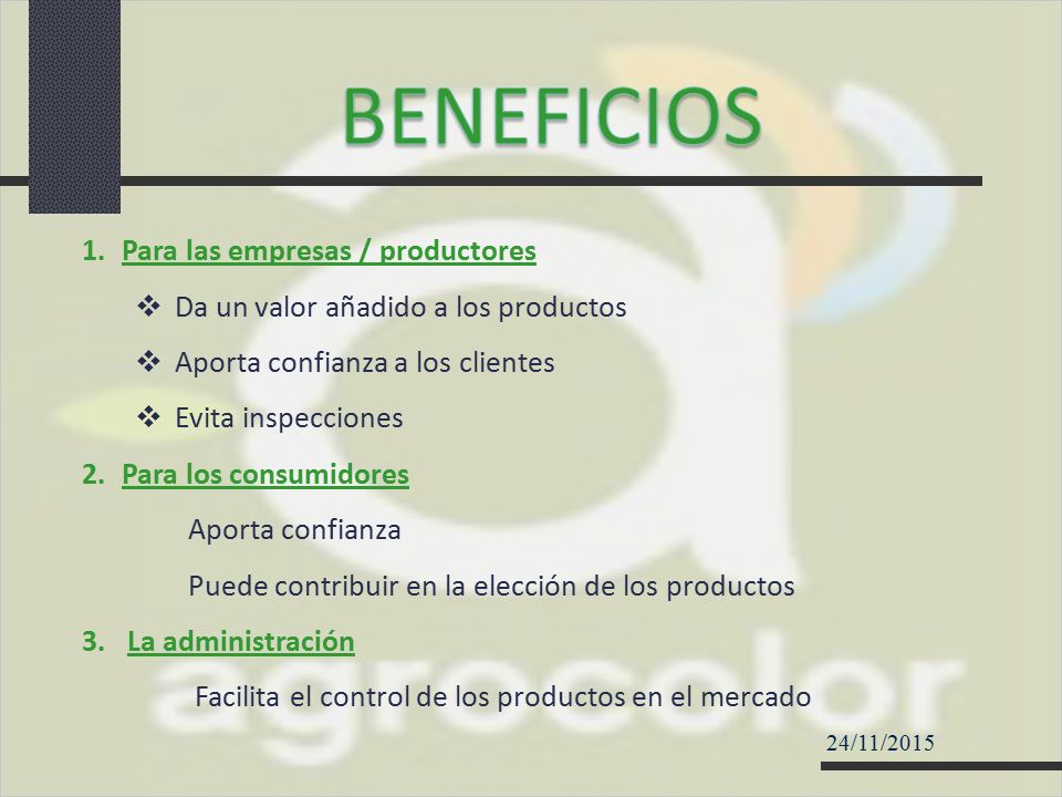 BENEFICIOS Para las empresas / productores