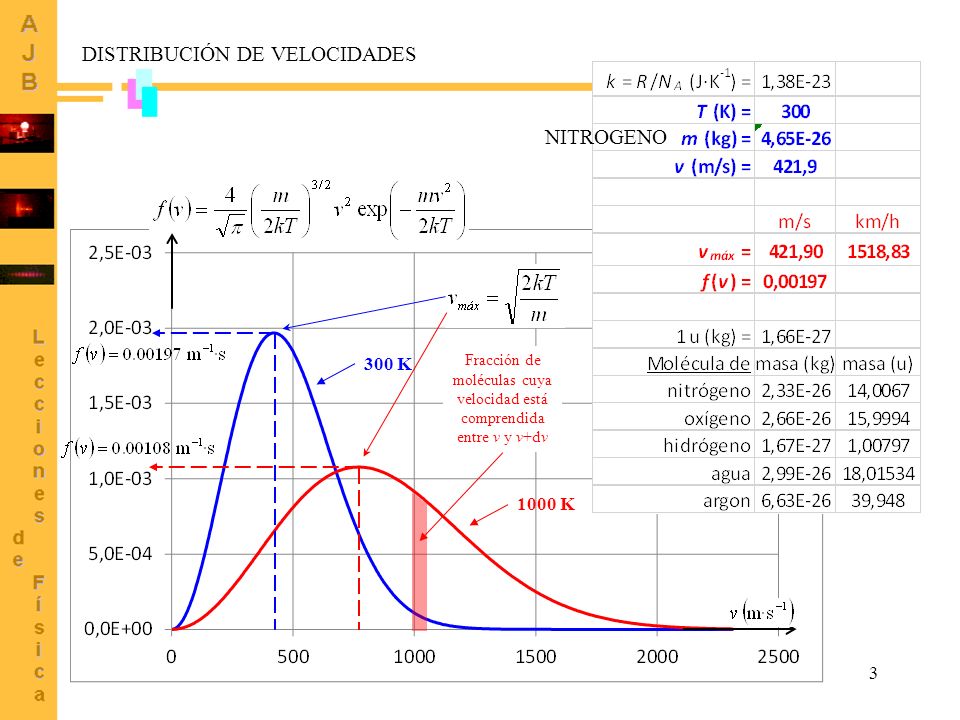 Fracción de moléculas cuya velocidad está comprendida entre v y v+dv