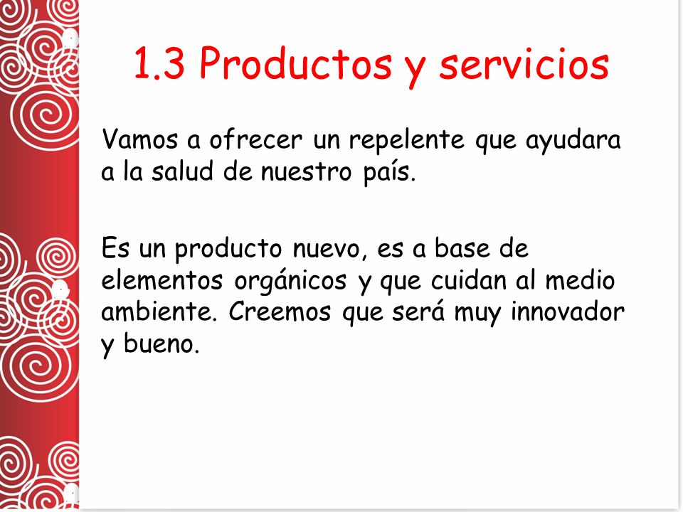 1.3 Productos y servicios