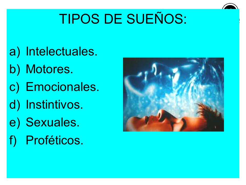 TIPOS DE SUEÑOS: Intelectuales. Motores. Emocionales. Instintivos.