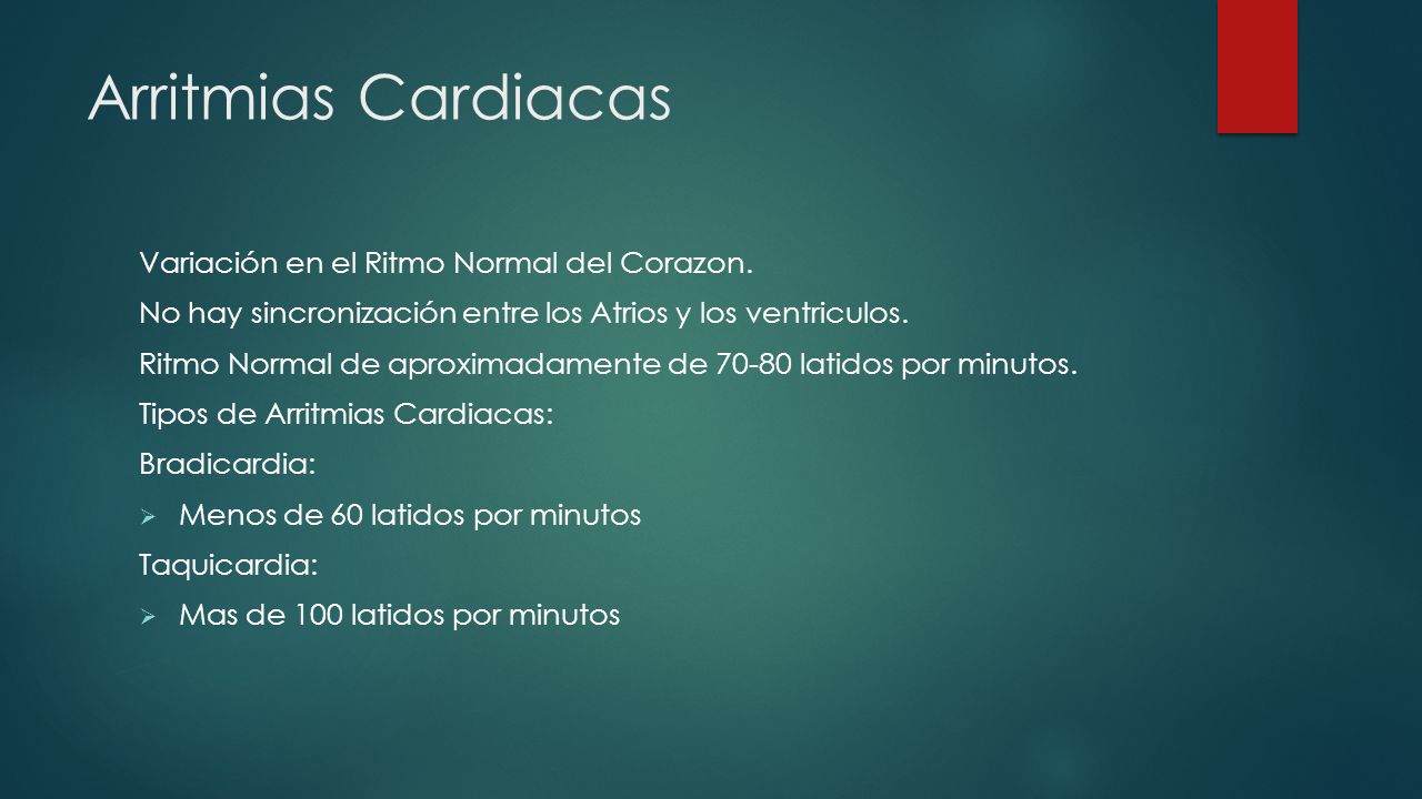 Arritmias Cardiacas Variación en el Ritmo Normal del Corazon.