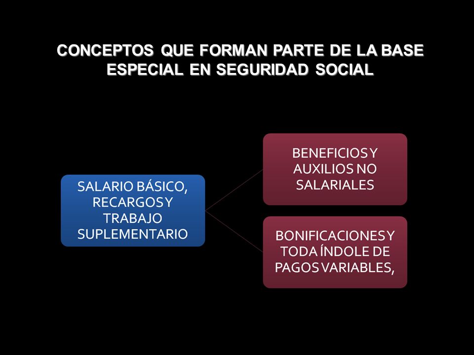 CONCEPTOS QUE FORMAN PARTE DE LA BASE ESPECIAL EN SEGURIDAD SOCIAL
