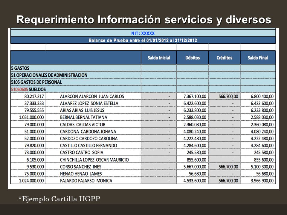 Requerimiento Información servicios y diversos