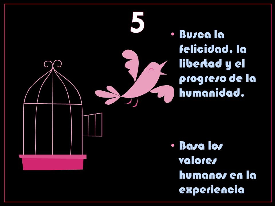 5 Busca la felicidad, la libertad y el progreso de la humanidad.