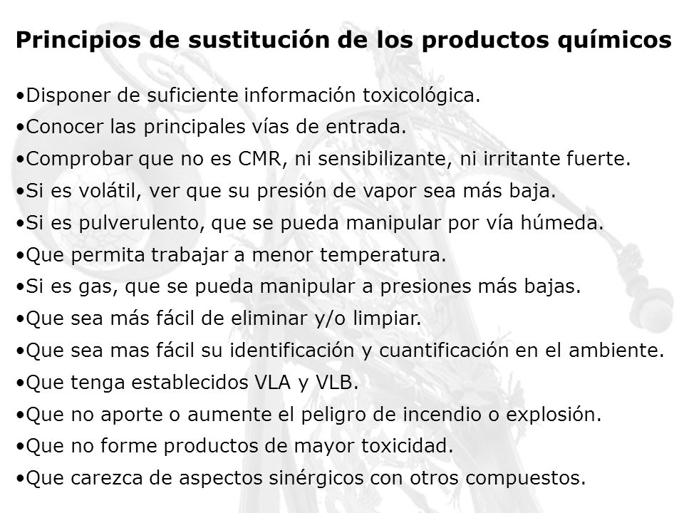Principios de sustitución de los productos químicos