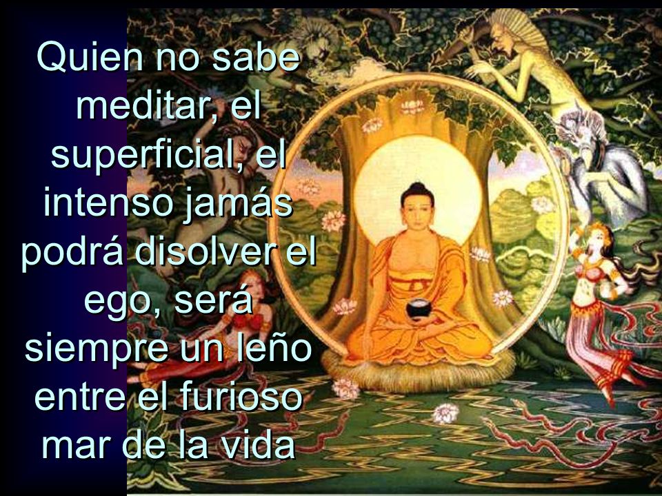 Quien no sabe meditar, el superficial, el intenso jamás podrá disolver el ego, será siempre un leño entre el furioso mar de la vida