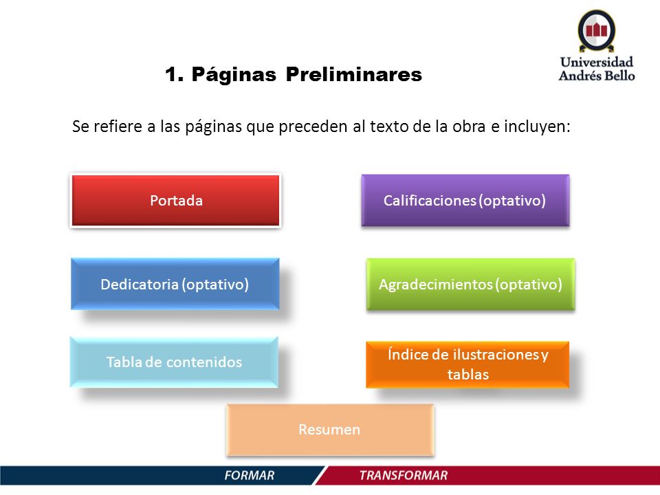 Se refiere a las páginas que preceden al texto de la obra e incluyen: