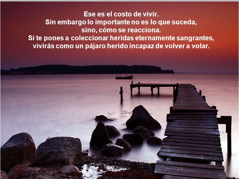 Ese es el costo de vivir. Sin embargo lo importante no es lo que suceda,