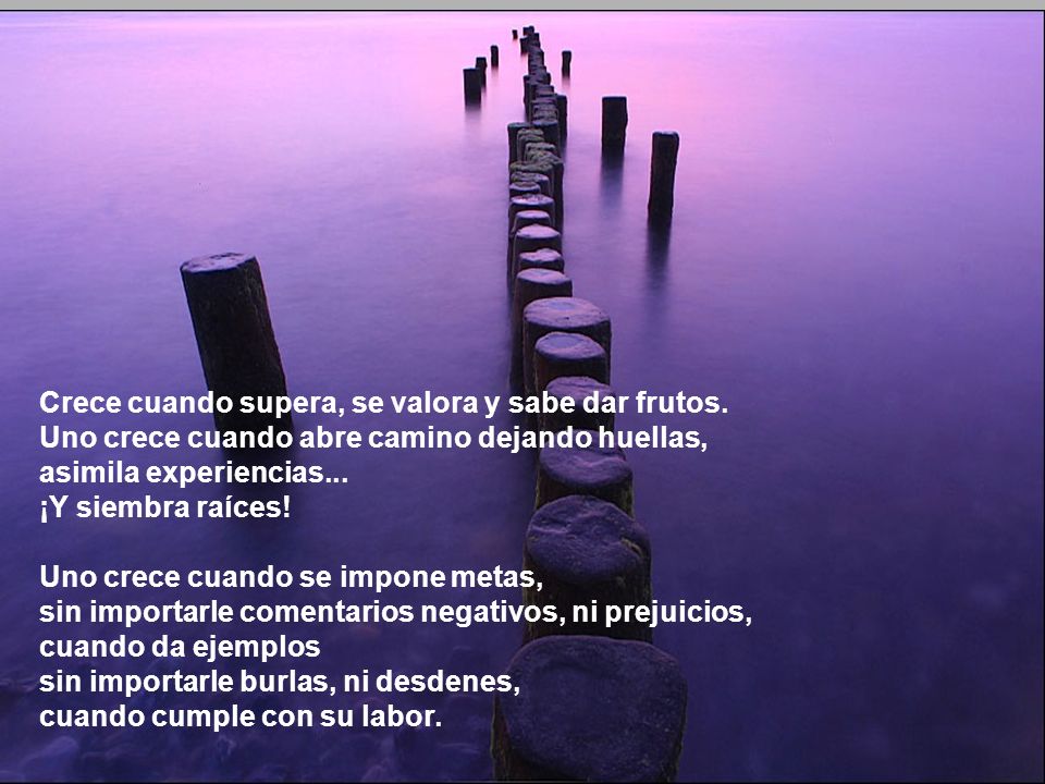 Crece cuando supera, se valora y sabe dar frutos