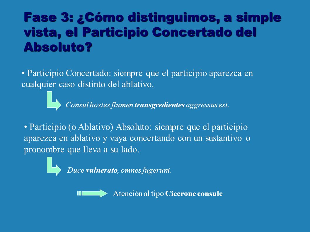 Fase 3: ¿Cómo distinguimos, a simple vista, el Participio Concertado del Absoluto
