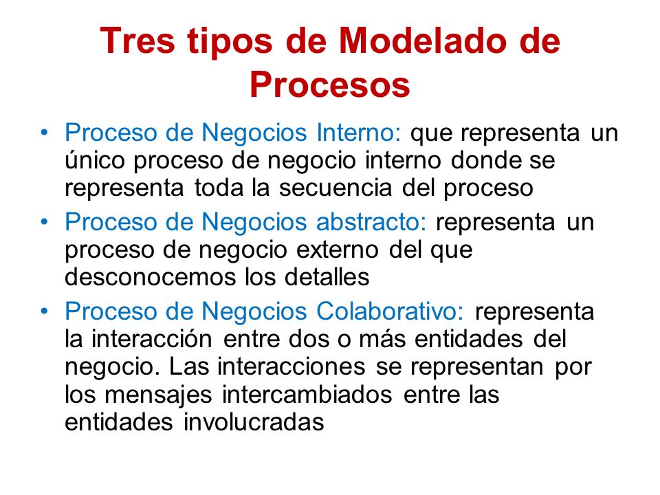 Tres tipos de Modelado de Procesos
