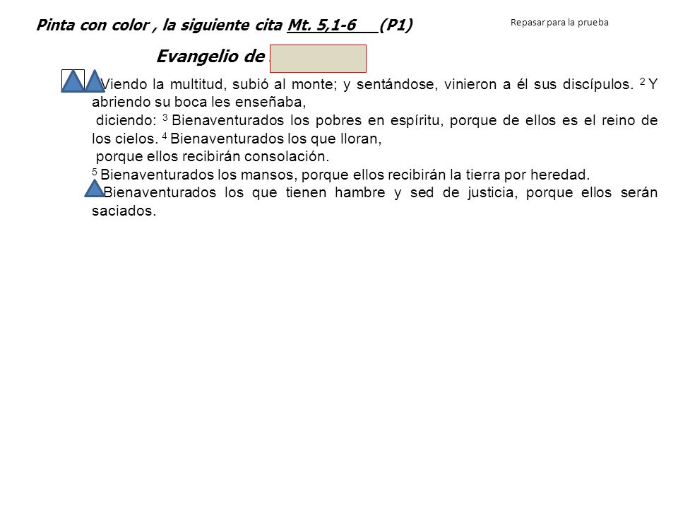 Pinta con color , la siguiente cita Mt. 5,1-6 (P1)