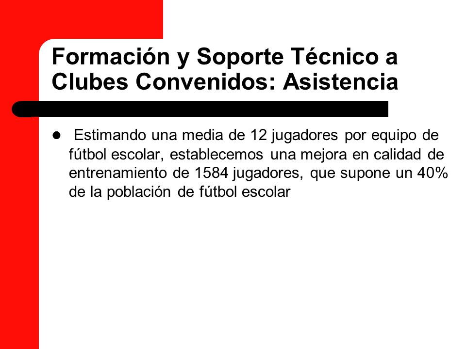 Formación y Soporte Técnico a Clubes Convenidos: Asistencia