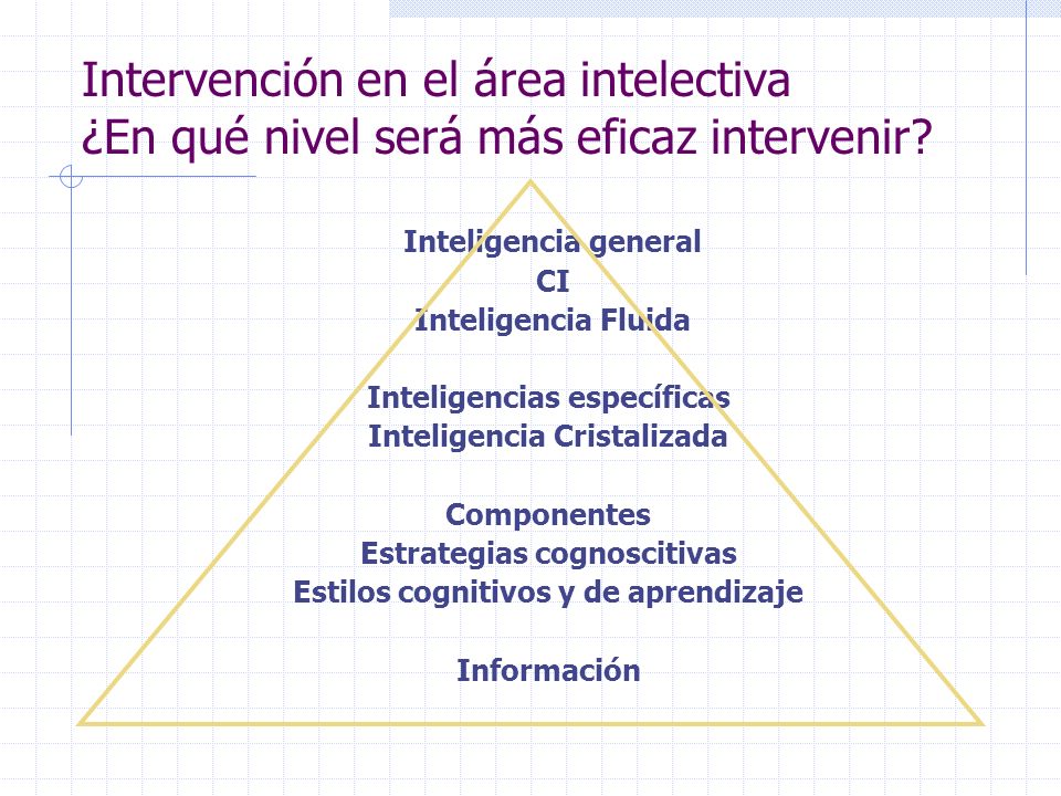Intervención en el área intelectiva ¿En qué nivel será más eficaz intervenir