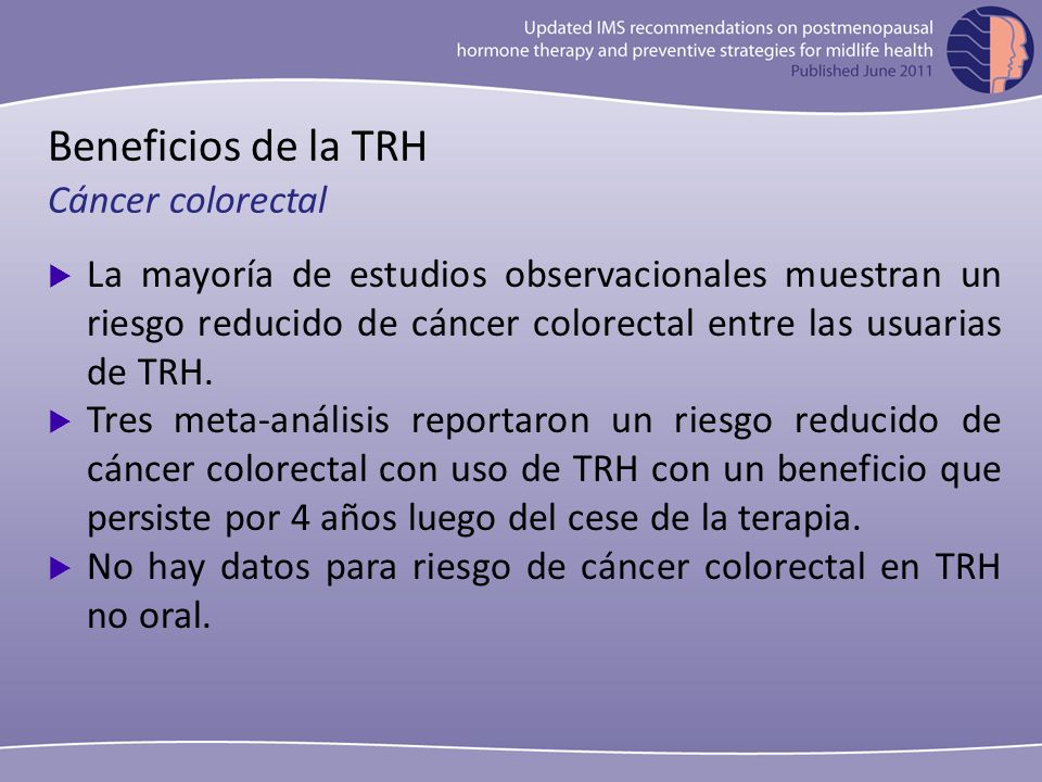 Beneficios de la TRH Cáncer colorectal