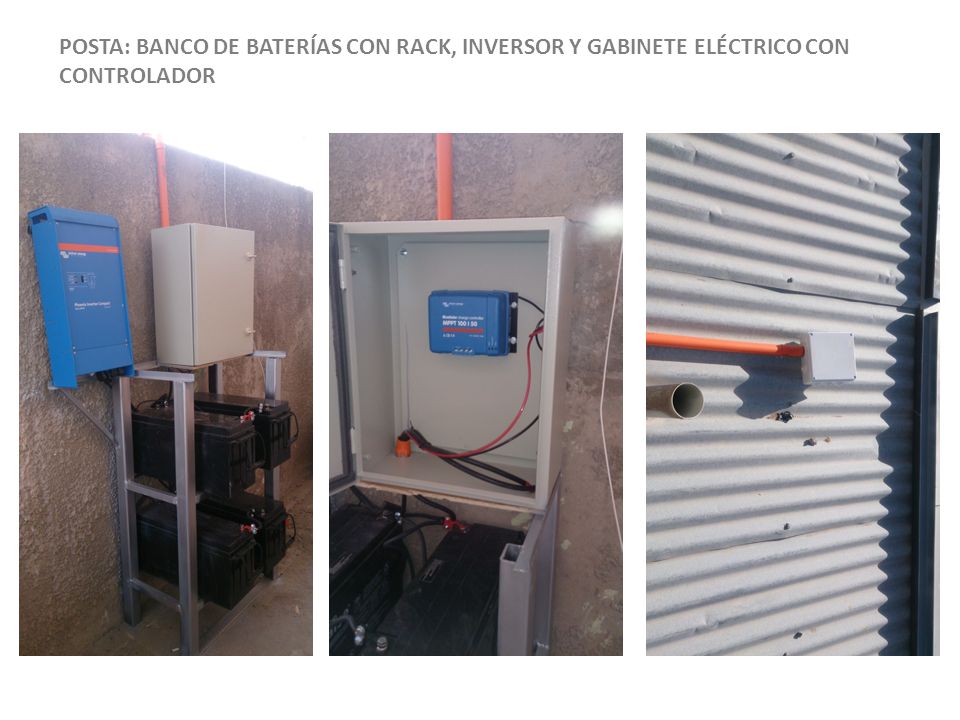 POSTA: BANCO DE BATERÍAS CON RACK, INVERSOR Y GABINETE ELÉCTRICO CON CONTROLADOR