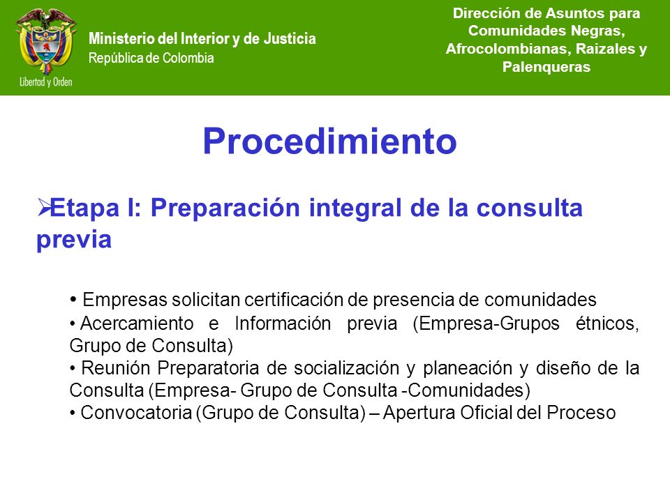 Procedimiento Etapa I: Preparación integral de la consulta previa