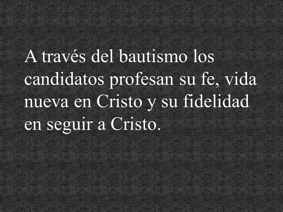 A través del bautismo los candidatos profesan su fe, vida nueva en Cristo y su fidelidad en seguir a Cristo.