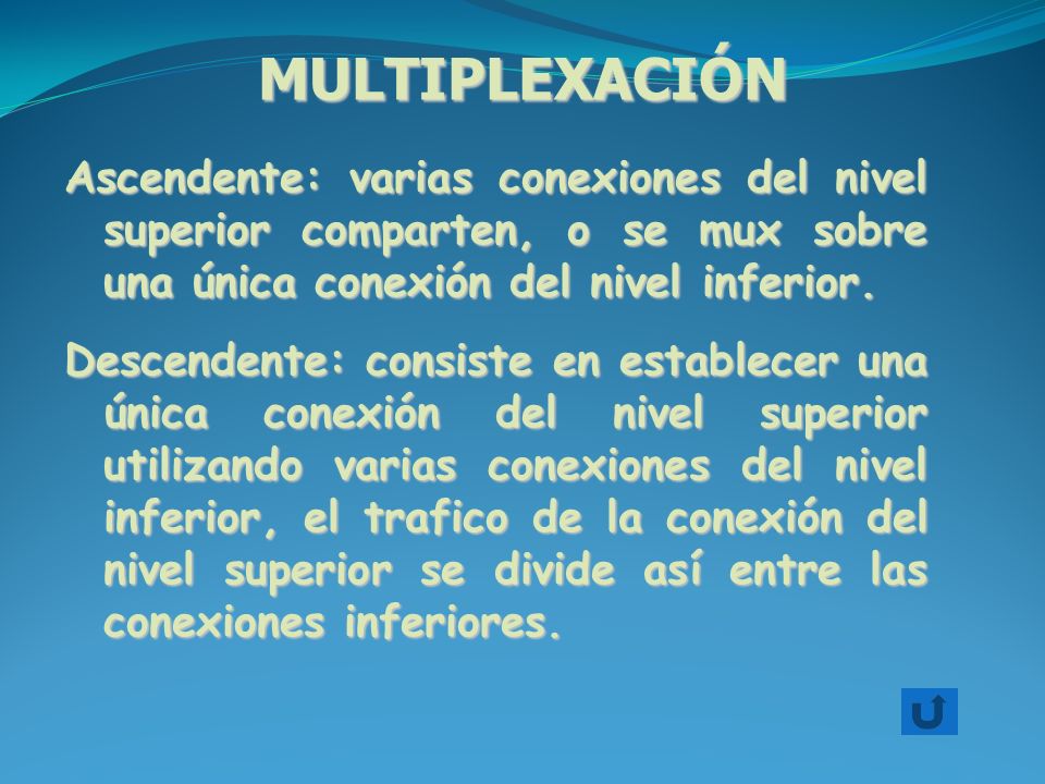 MULTIPLEXACIÓN Ascendente: varias conexiones del nivel superior comparten, o se mux sobre una única conexión del nivel inferior.
