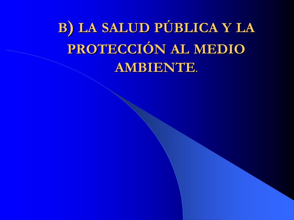 b) la salud pública y la protección al medio ambiente.
