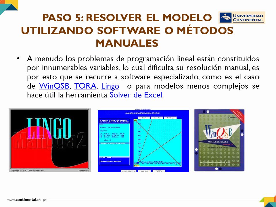PASO 5: RESOLVER EL MODELO UTILIZANDO SOFTWARE O MÉTODOS MANUALES