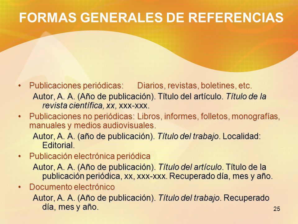 FORMAS GENERALES DE REFERENCIAS