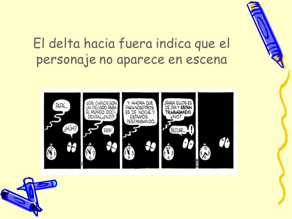 El delta hacia fuera indica que el personaje no aparece en escena