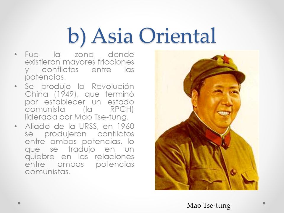 b) Asia Oriental Fue la zona donde existieron mayores fricciones y conflictos entre las potencias.