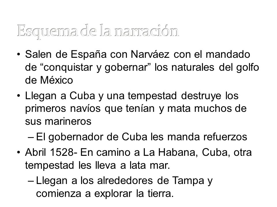 Salen de España con Narváez con el mandado de conquistar y gobernar los naturales del golfo de México