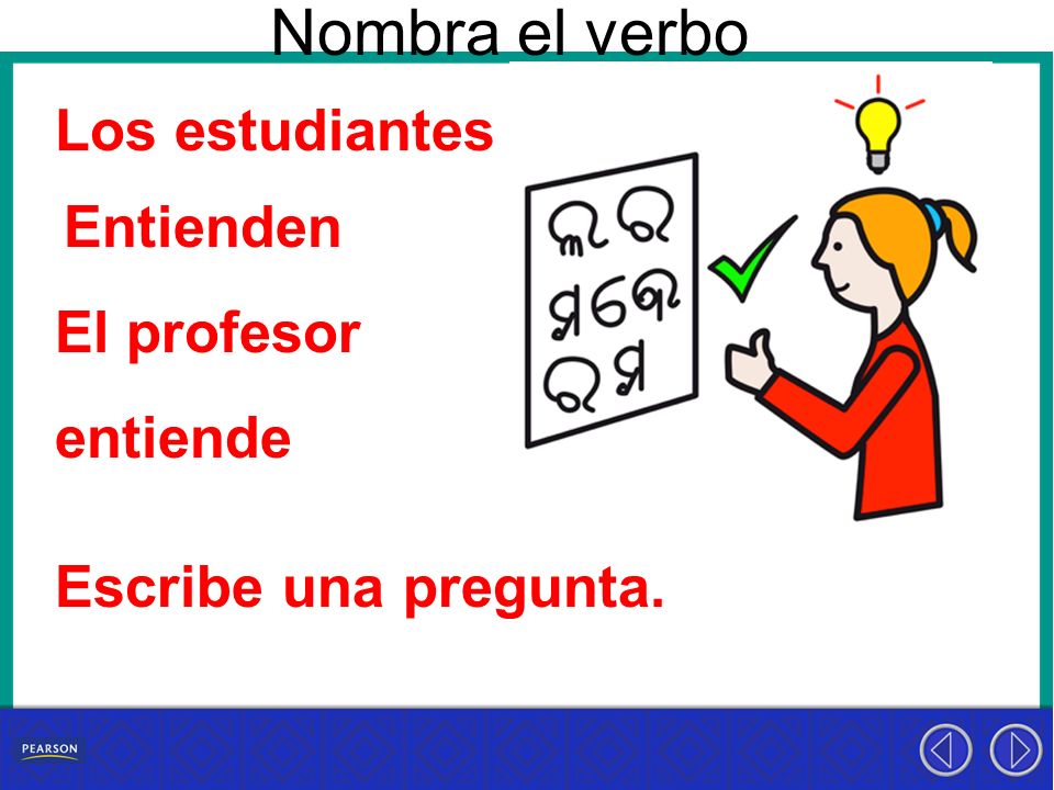 Nombra el verbo Los estudiantes Entienden El profesor entiende
