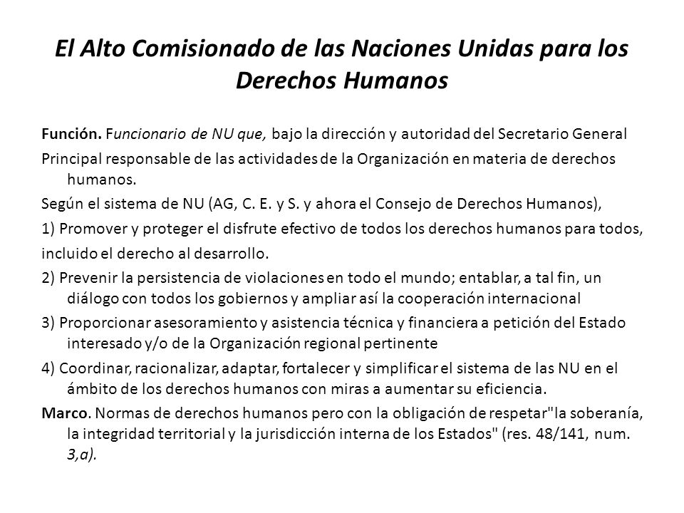El Alto Comisionado de las Naciones Unidas para los Derechos Humanos