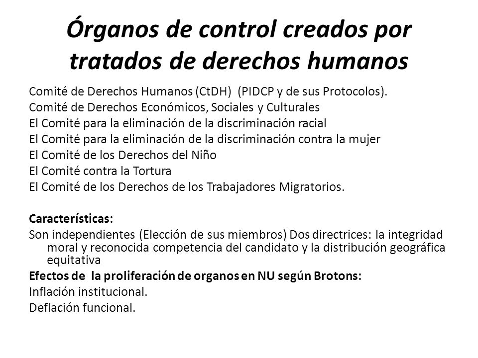 Órganos de control creados por tratados de derechos humanos