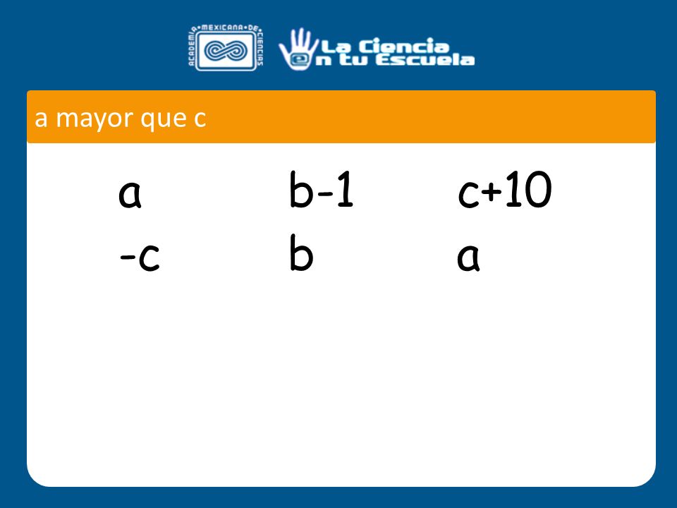 a b-1 c + 10 a mayor que c a b-1 c+10 -c b