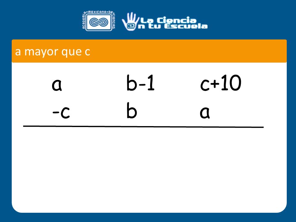 a b-1 c + 10 a mayor que c a b-1 c+10 -c b