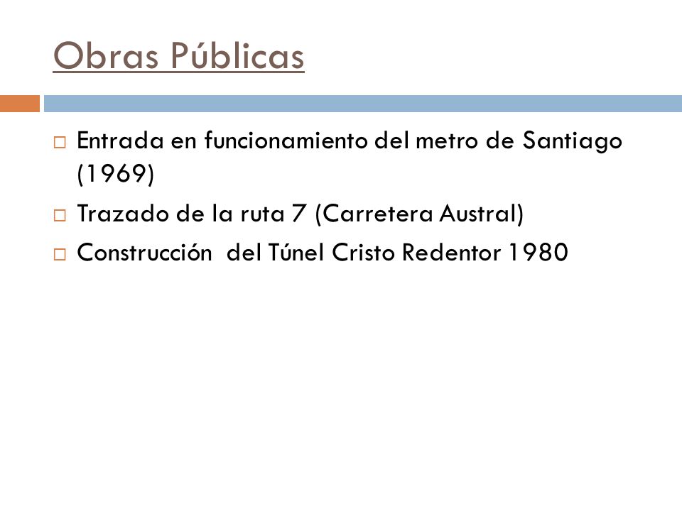 Obras Públicas Entrada en funcionamiento del metro de Santiago (1969)