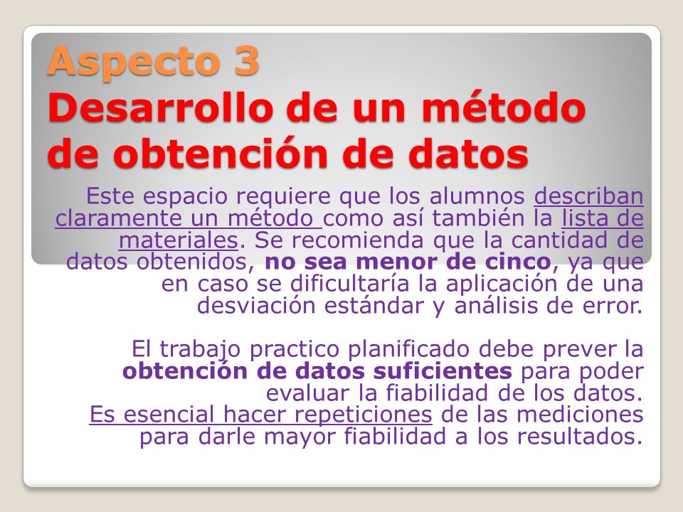 Aspecto 3 Desarrollo de un método de obtención de datos