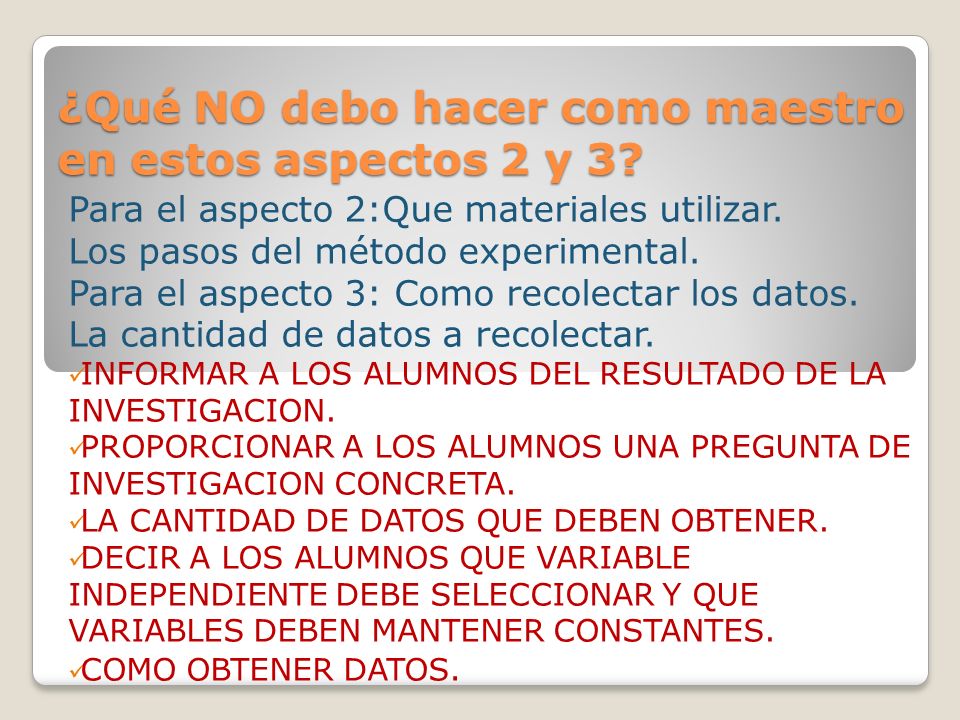 ¿Qué NO debo hacer como maestro en estos aspectos 2 y 3