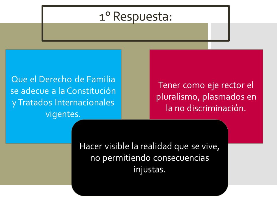 1° Respuesta: Que el Derecho de Familia se adecue a la Constitución y Tratados Internacionales vigentes.