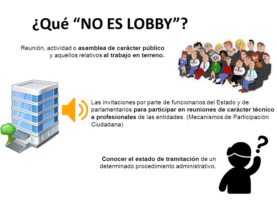 ¿Qué NO ES LOBBY Reunión, actividad o asamblea de carácter público
