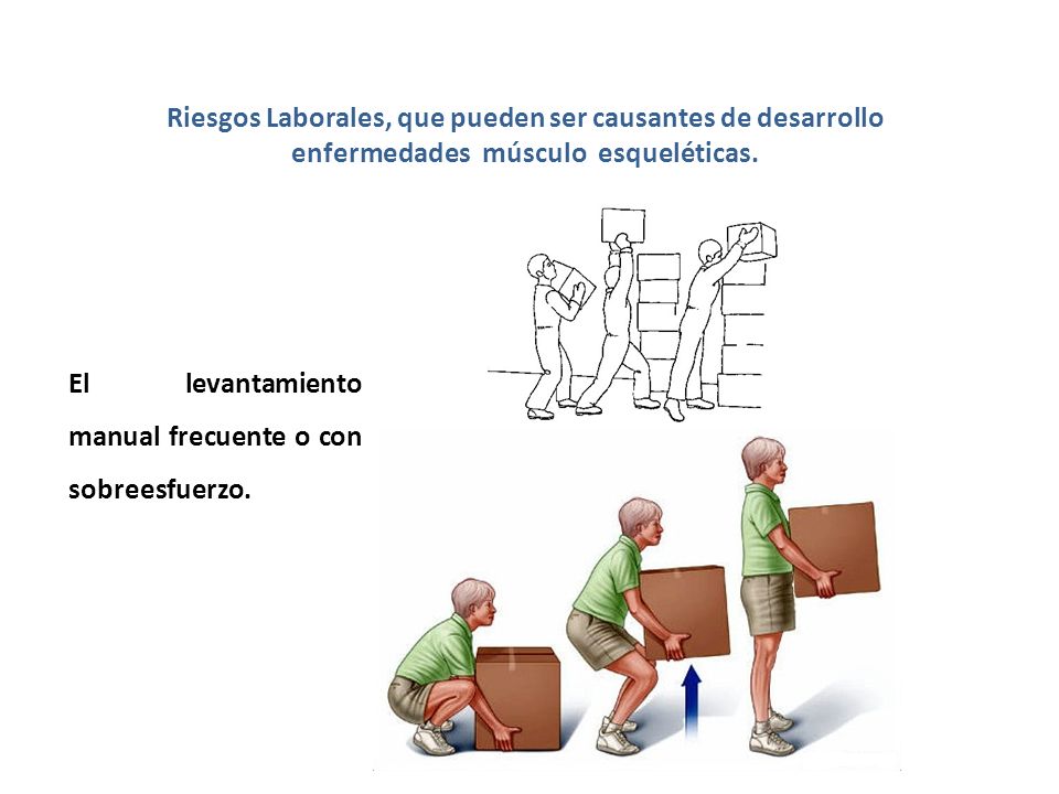 Riesgos Laborales, que pueden ser causantes de desarrollo enfermedades músculo esqueléticas.