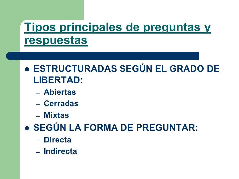 Tipos principales de preguntas y respuestas