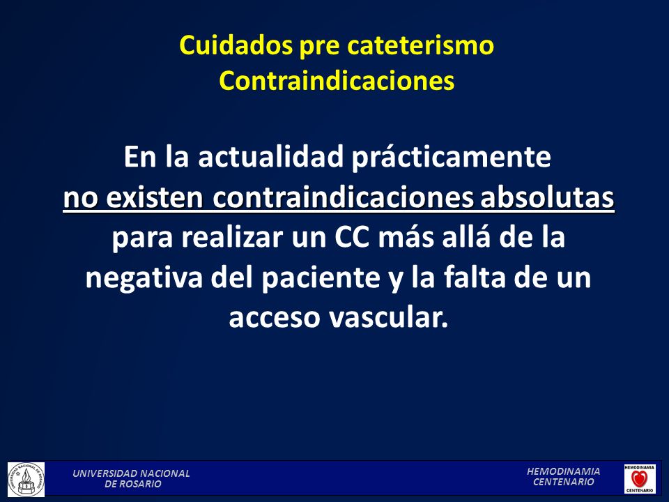 Cuidados pre cateterismo Contraindicaciones