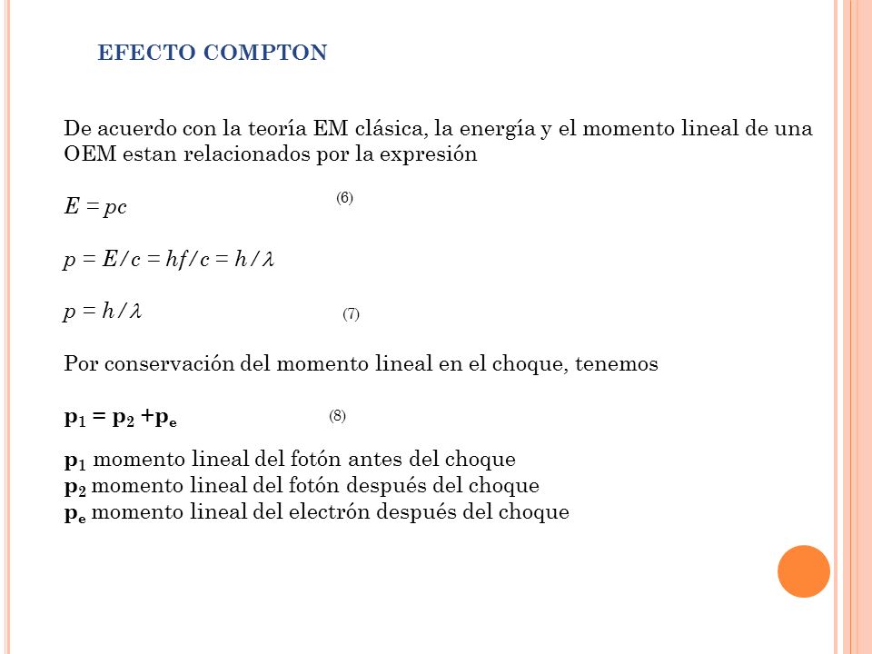 Por conservación del momento lineal en el choque, tenemos p1 = p2 +pe