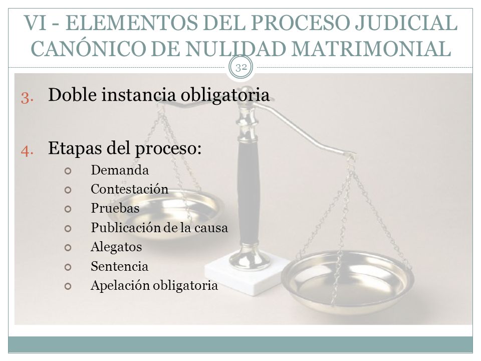 VI - ELEMENTOS DEL PROCESO JUDICIAL CANÓNICO DE NULIDAD MATRIMONIAL