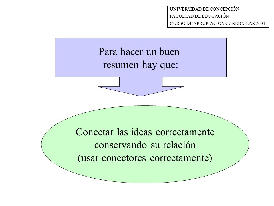 Conectar las ideas correctamente conservando su relación