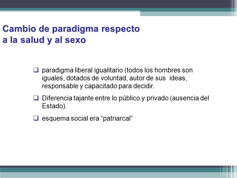 Cambio de paradigma respecto a la salud y al sexo