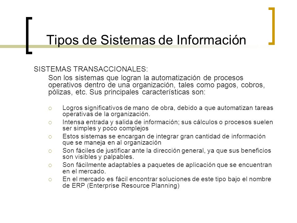 Tipos de Sistemas de Información