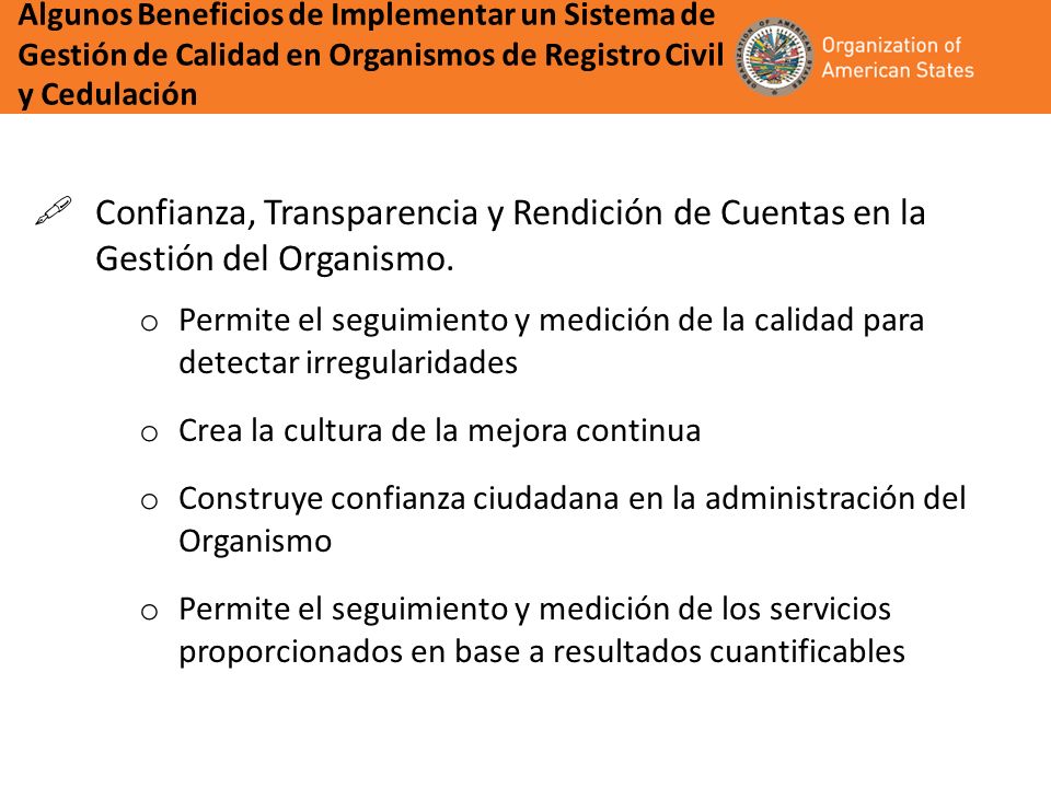 Algunos Beneficios de Implementar un Sistema de Gestión de Calidad en Organismos de Registro Civil y Cedulación