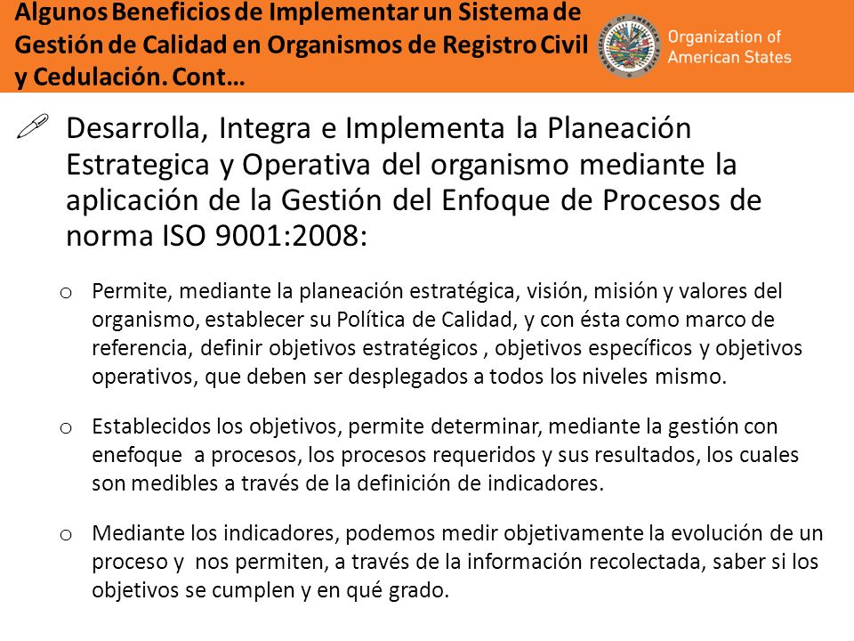 Algunos Beneficios de Implementar un Sistema de Gestión de Calidad en Organismos de Registro Civil y Cedulación. Cont…