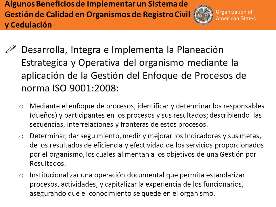 Algunos Beneficios de Implementar un Sistema de Gestión de Calidad en Organismos de Registro Civil y Cedulación